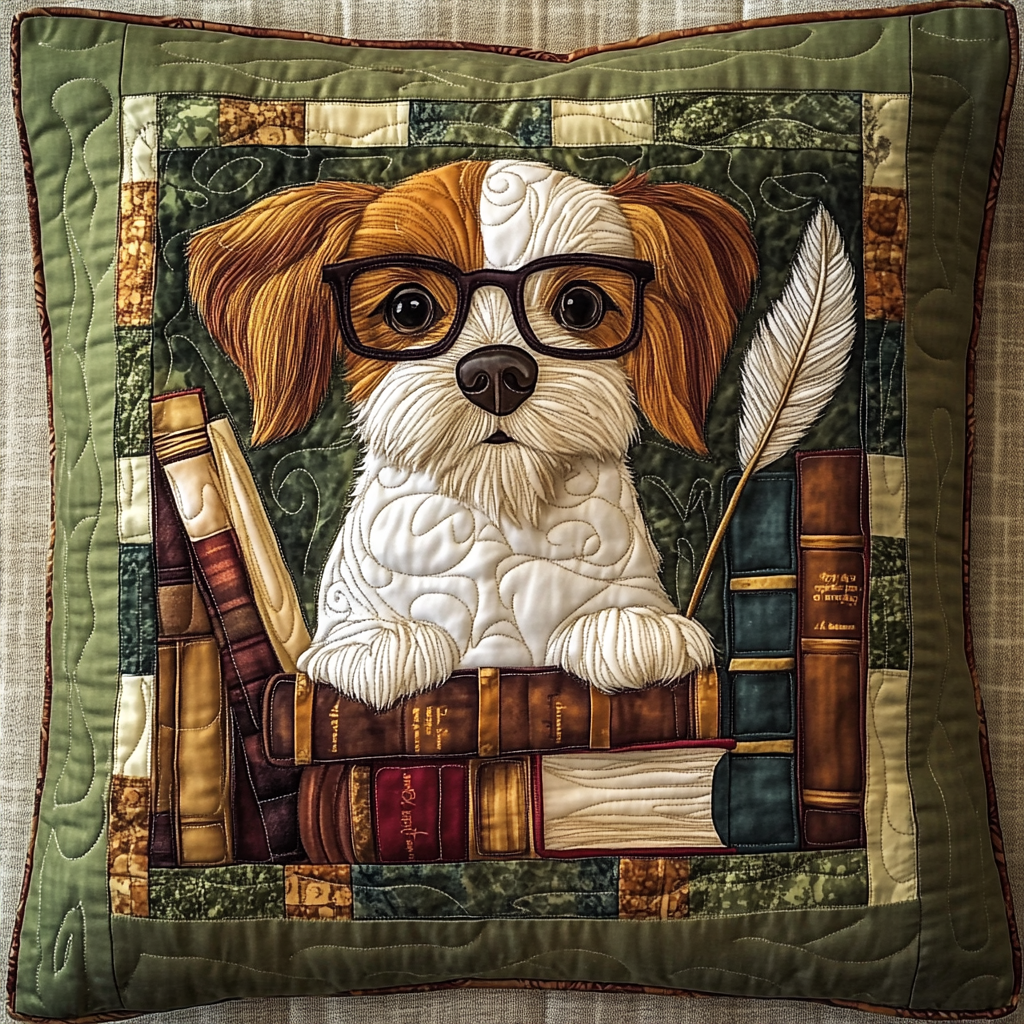 Bookish Dog DAI150125119 Quilted Pillow Case