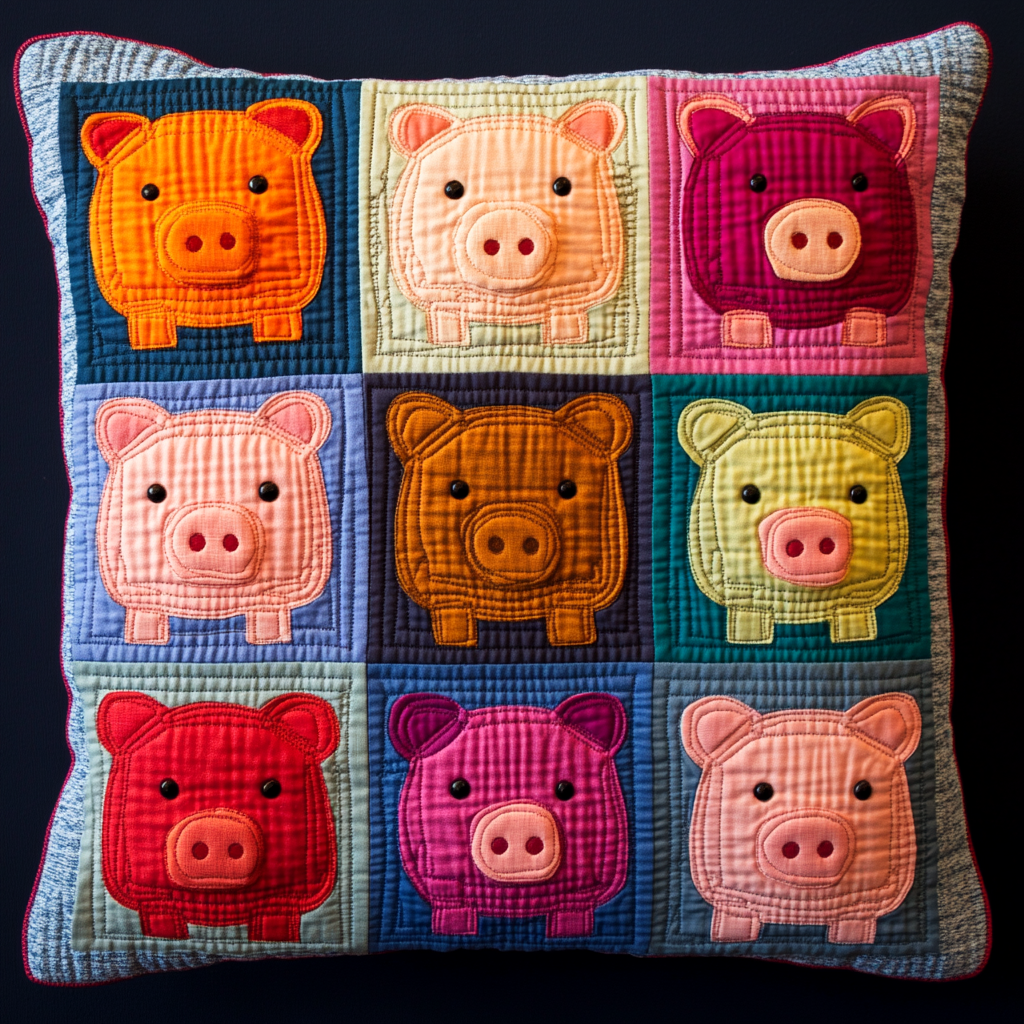 Pig DAI221024329 Quilted Pillow Case