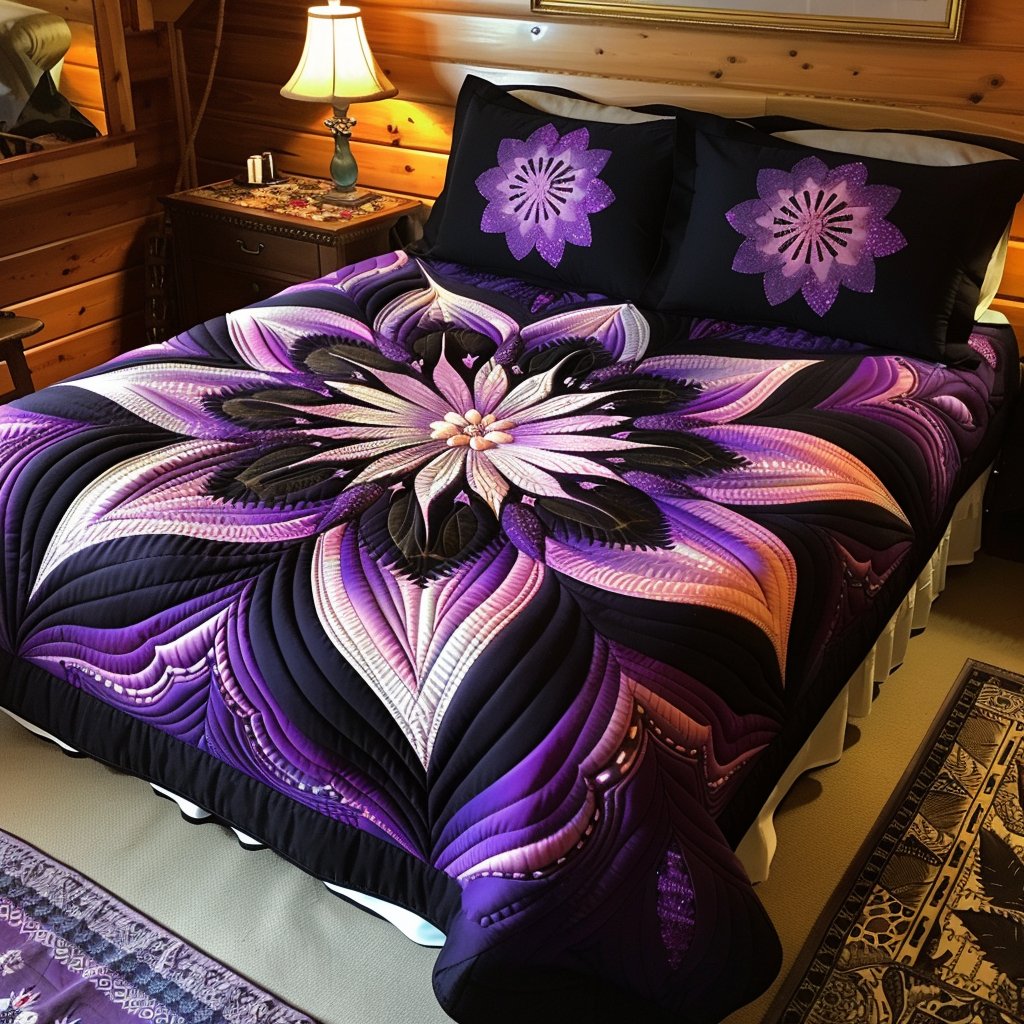 Purple Flower TAI251124132 Quilt Bedding Set