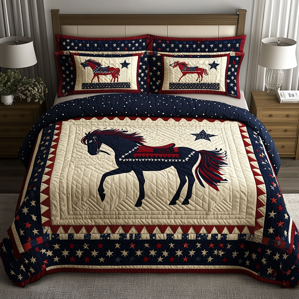 Patriotic Horse DAI280824289 Quilt Bedding Set