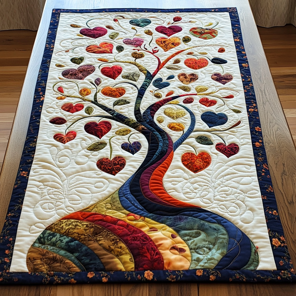 Tree Of Hearts DAI040225436 Quilted Table Runner