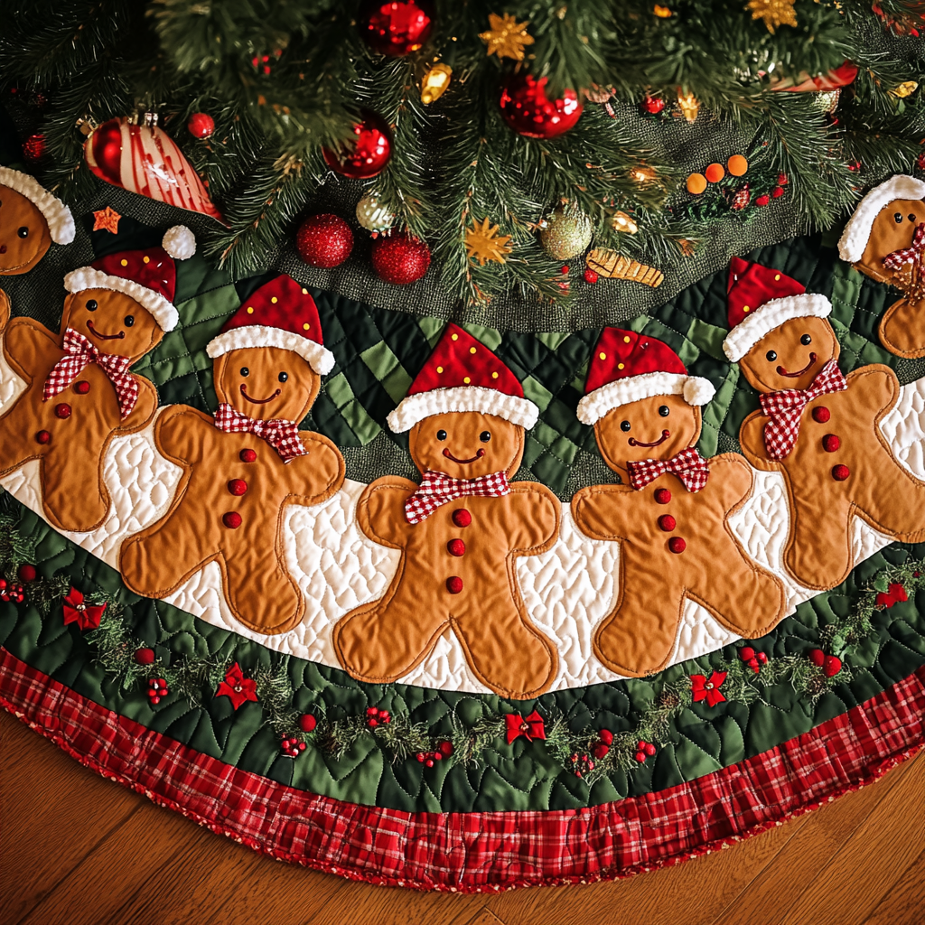 Christmas Gingerbread Men TAI041024164 Quilted Tree Skirt