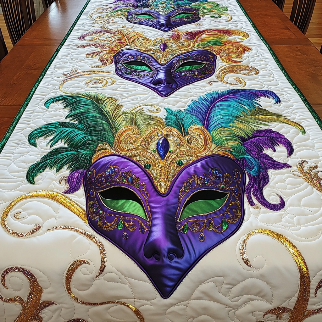 Mardi Gras DAI200125317 Quilted Table Runner