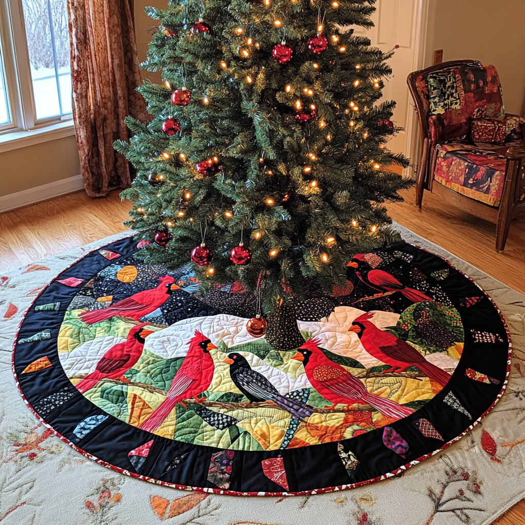 Christmas Cardinal TAI021024178 Quilted Tree Skirt