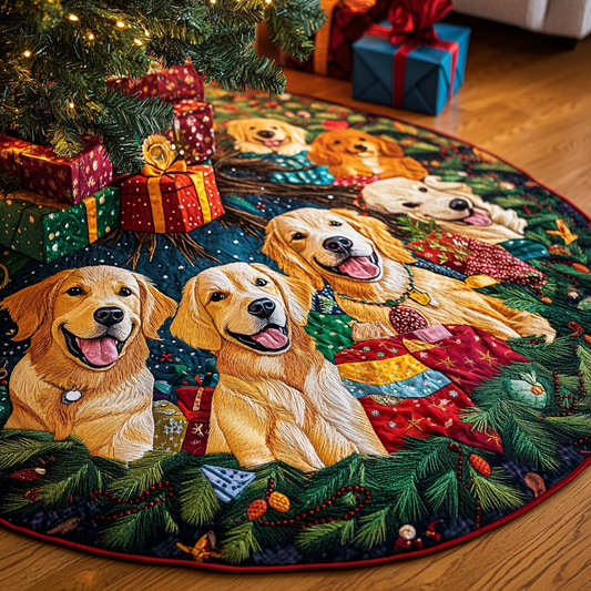 Christmas Golden Retriever TAI091024351 Quilted Tree Skirt