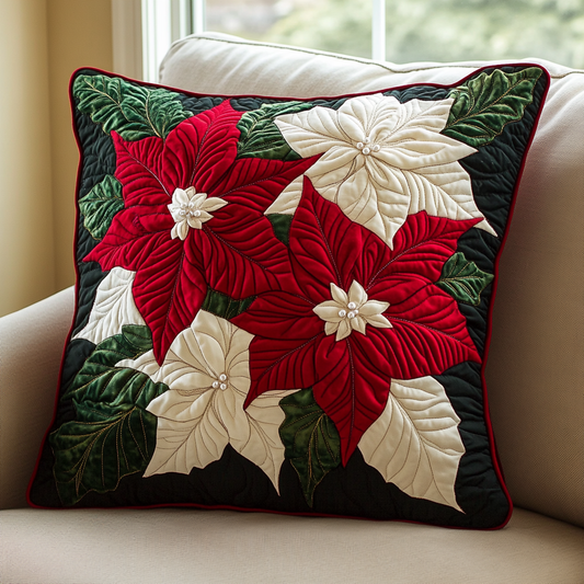 Christmas Poinsettia TAI141124451 Quilted Pillow Case