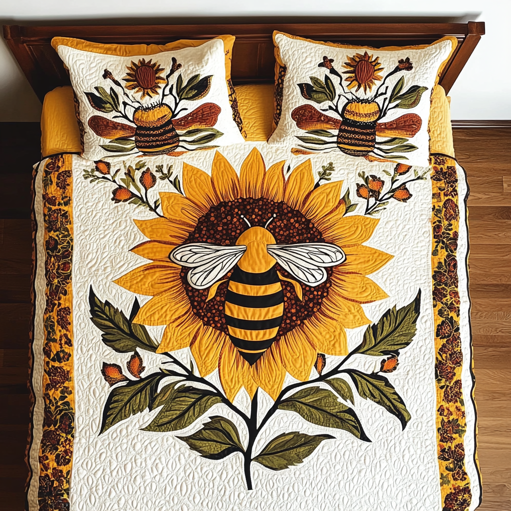 Sunflower Bee DAI280824149 Quilt Bedding Set