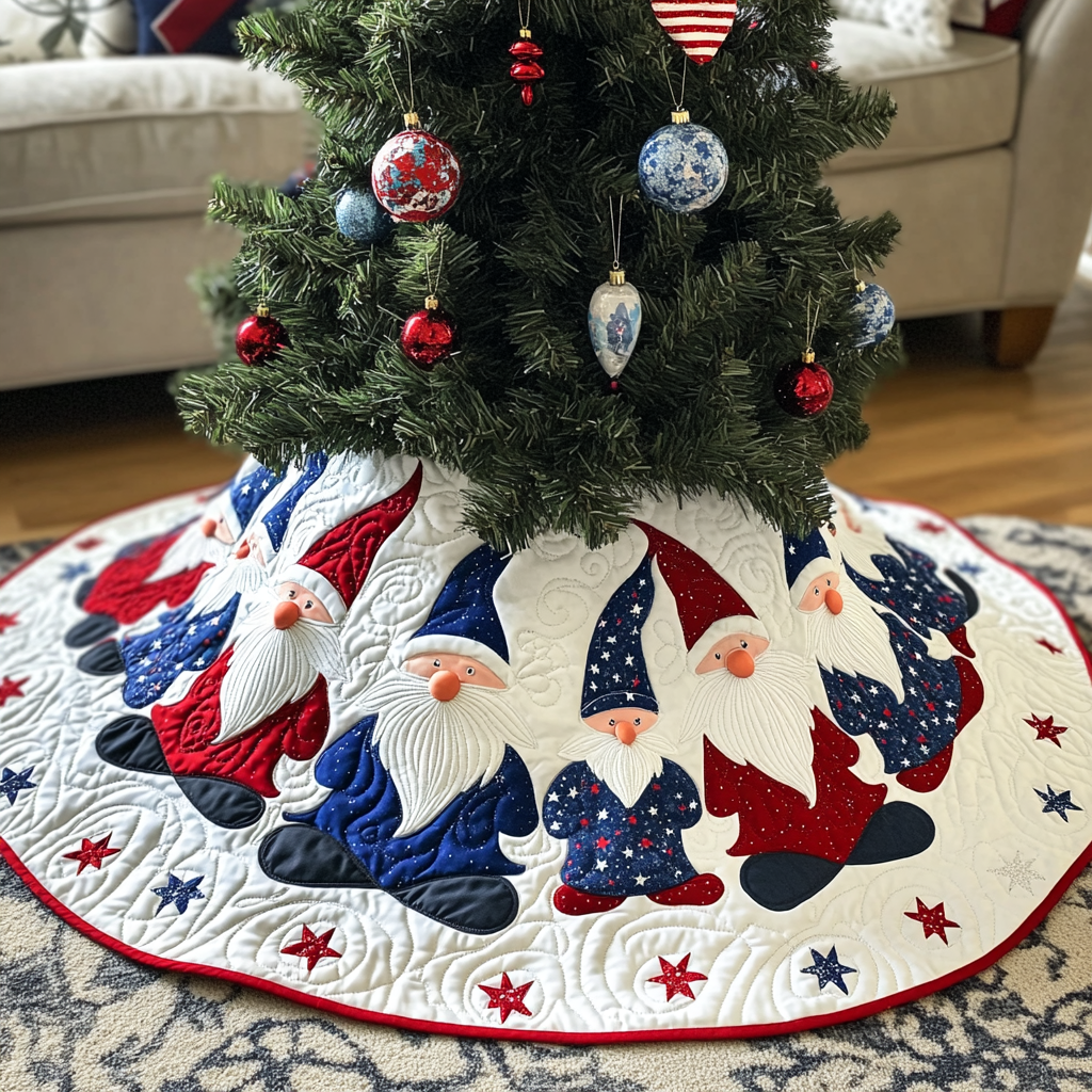 Patriotic Gnome DAI230924054 Quilted Tree Skirt