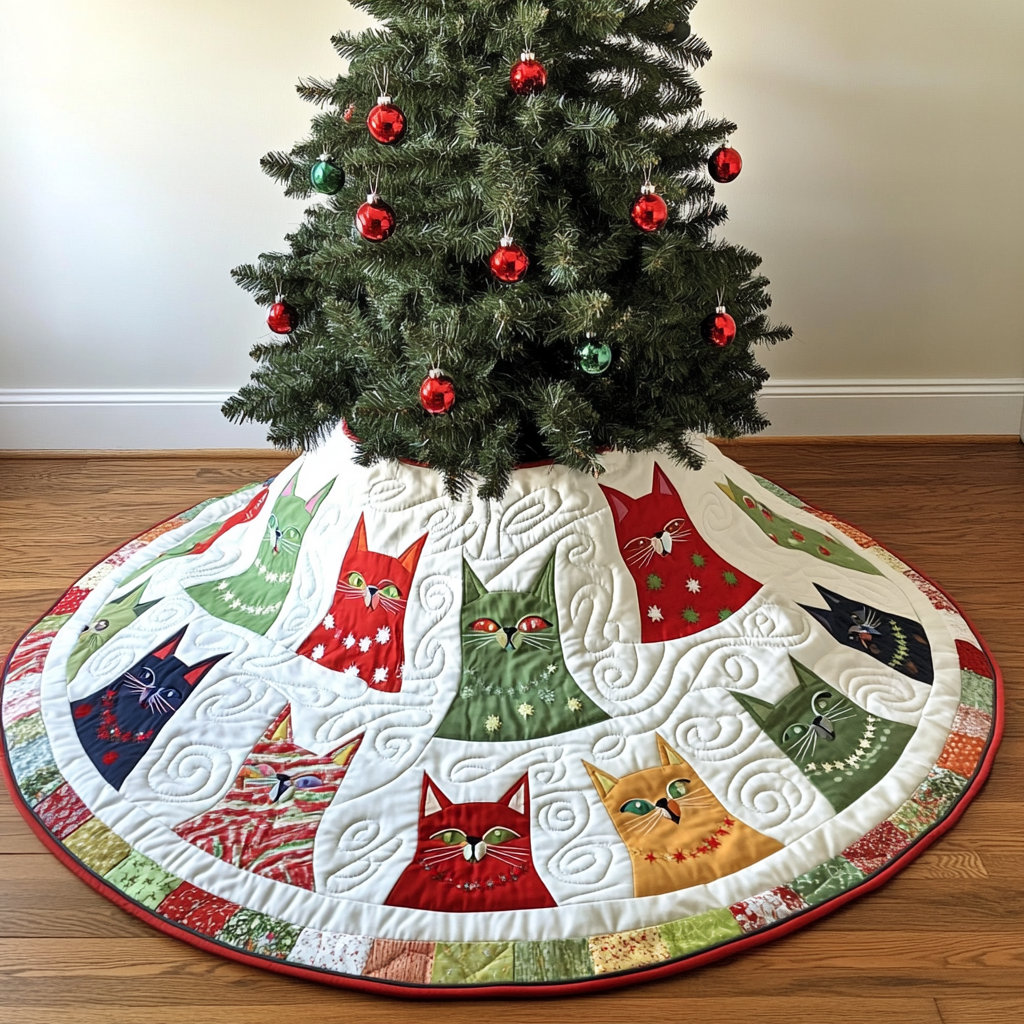 Cat DAI090924015 Quilted Tree Skirt