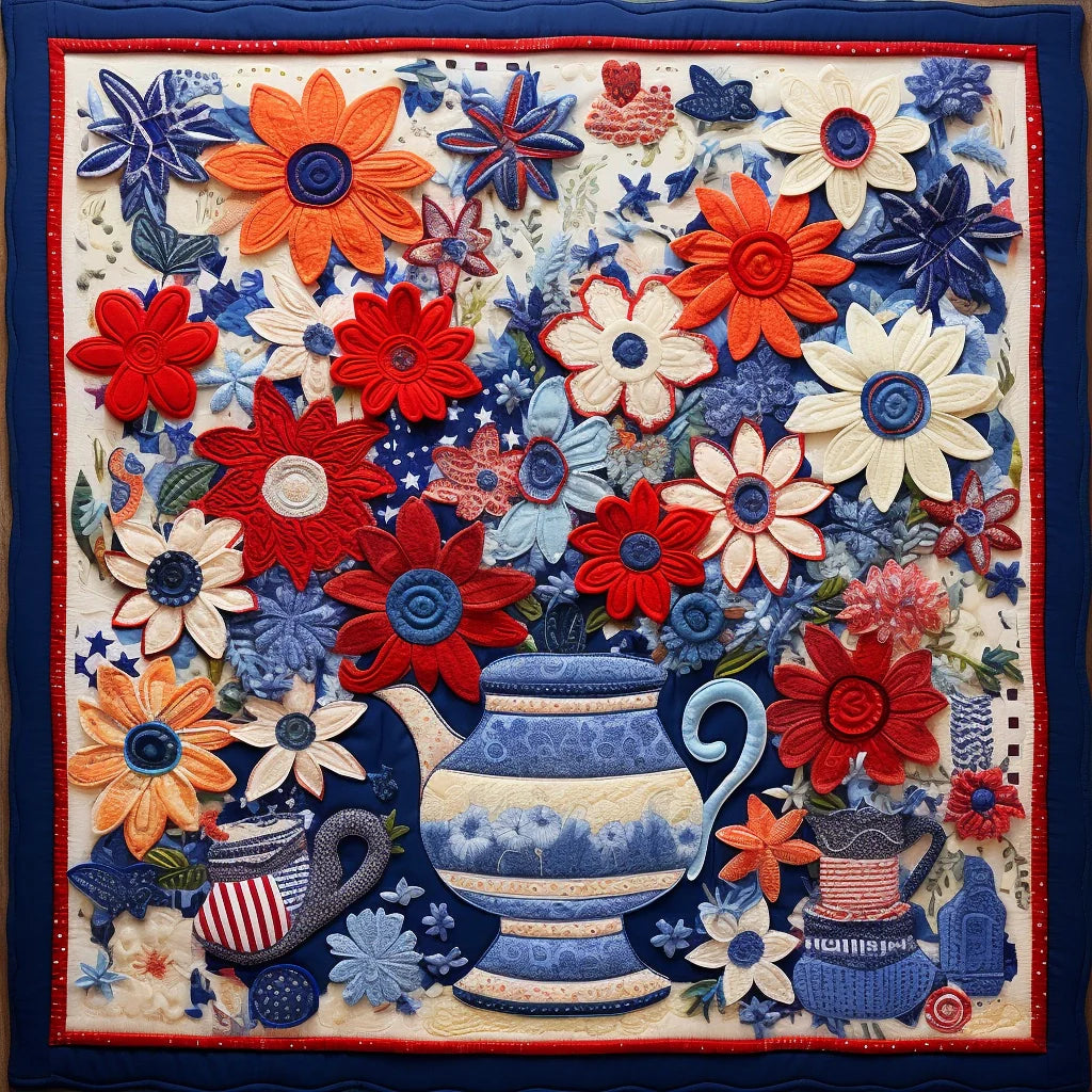 Patriotic Flower TAI280224101 Quilt Blanket