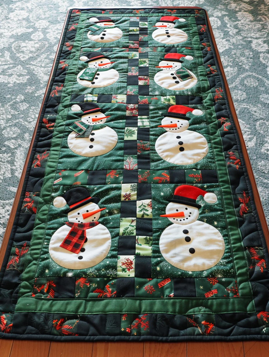 Christmas Snowman TAI010824027 Quilted Table Runner