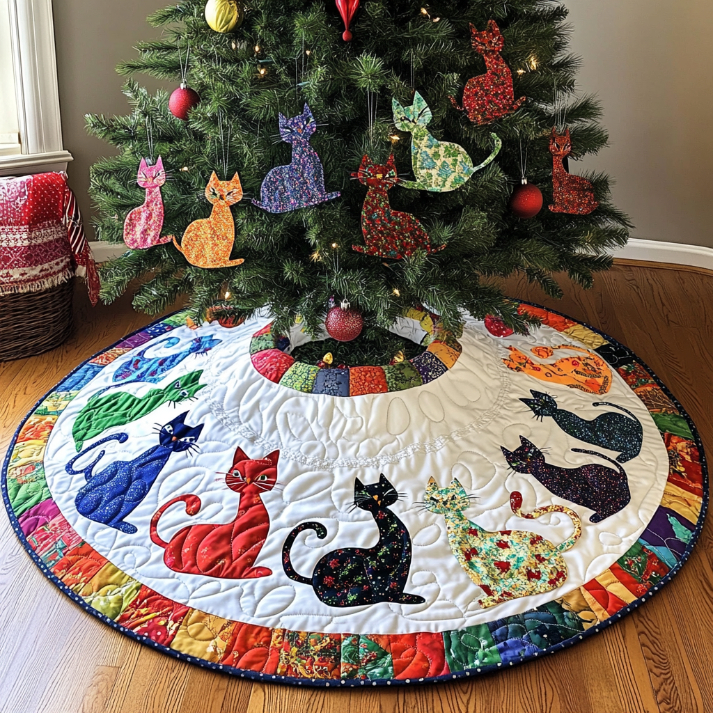 Cat DAI090924009 Quilted Tree Skirt