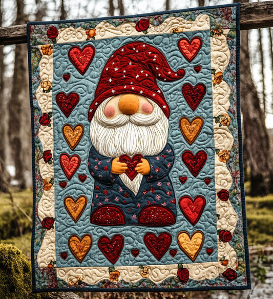 Valentine Gnome DAI171224089 Quilt Blanket