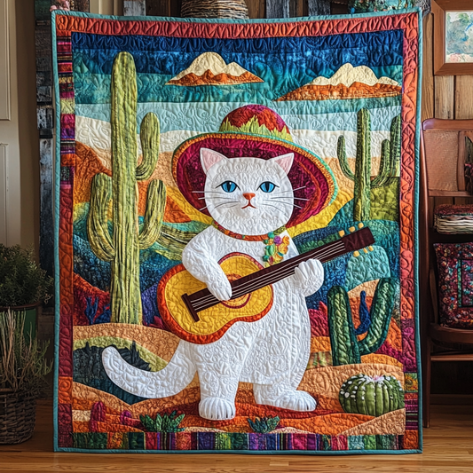 Desert Guitar Cat DAI241224303 Quilt Blanket