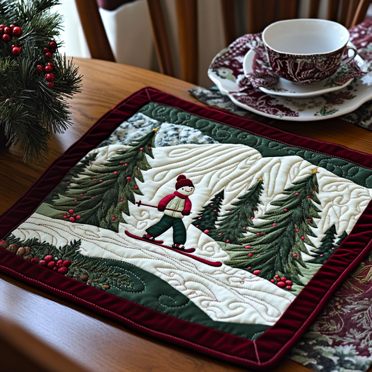 Skiing Snowman DAI181124117 Quilted Placemats