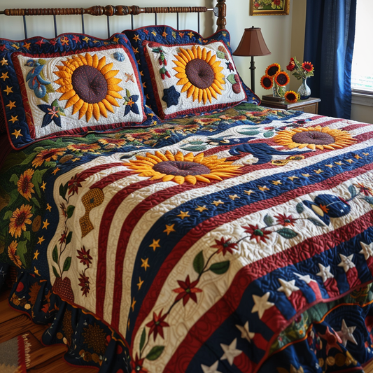 Patriotic Sunflower TAI170724097 Quilt Bedding Set