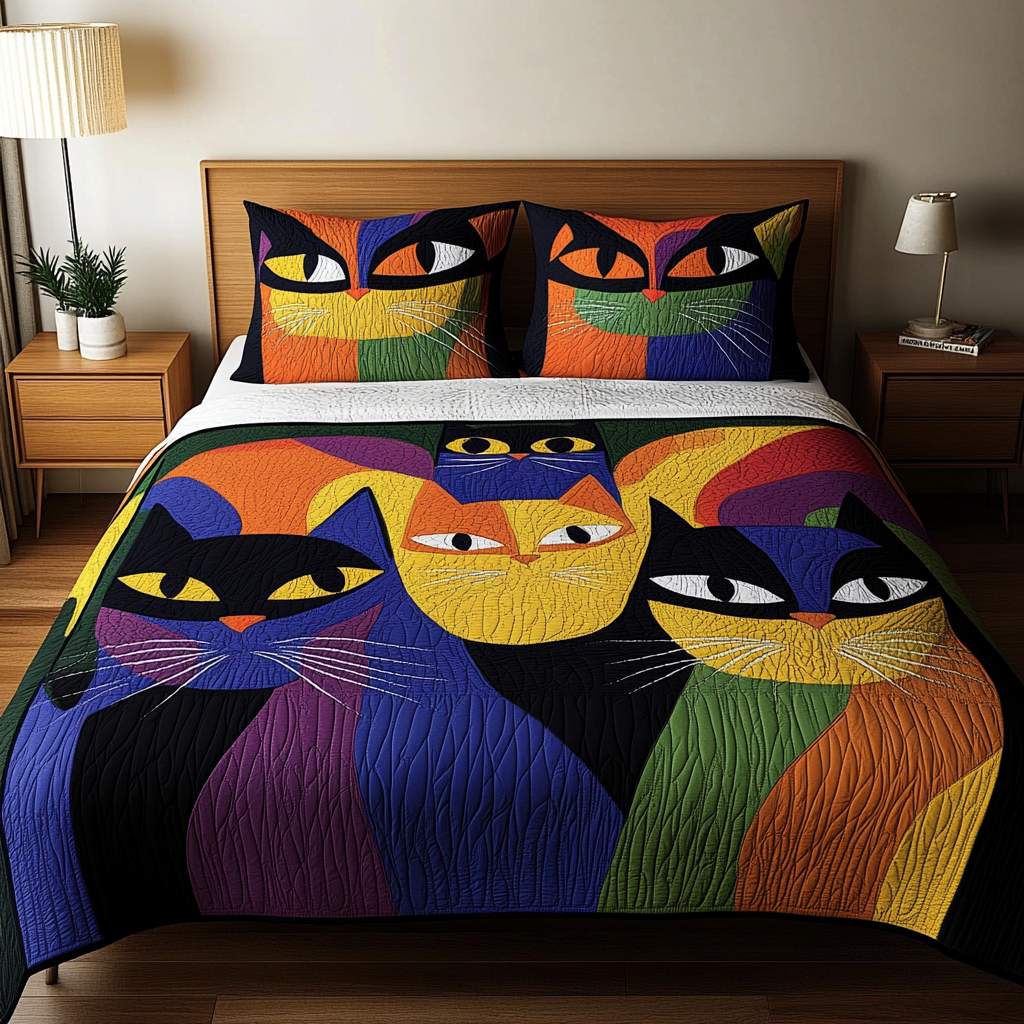 Abstract Cat TAI111124024 Quilt Bedding Set