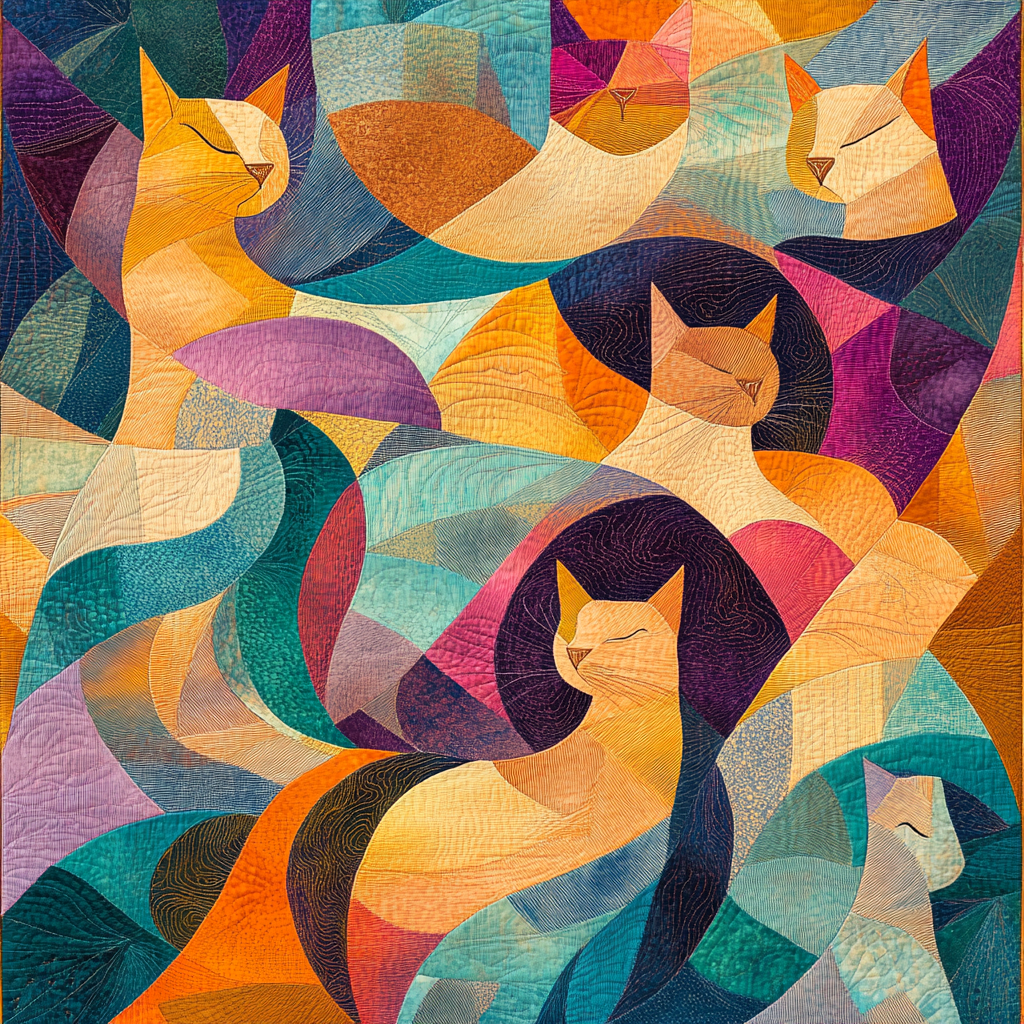 Abstract Cats TAI201124410 Quilt Blanket