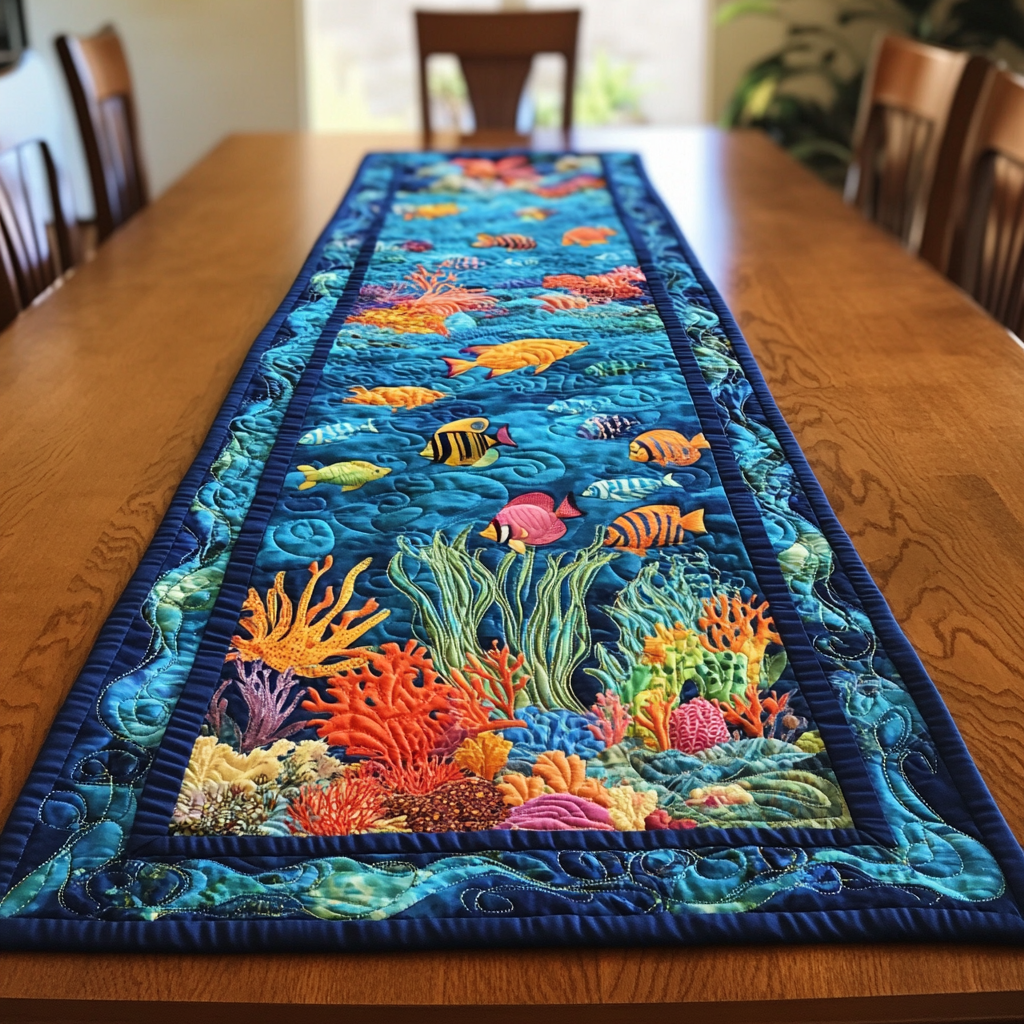 Fish DAI110225348 Quilted Table Runner