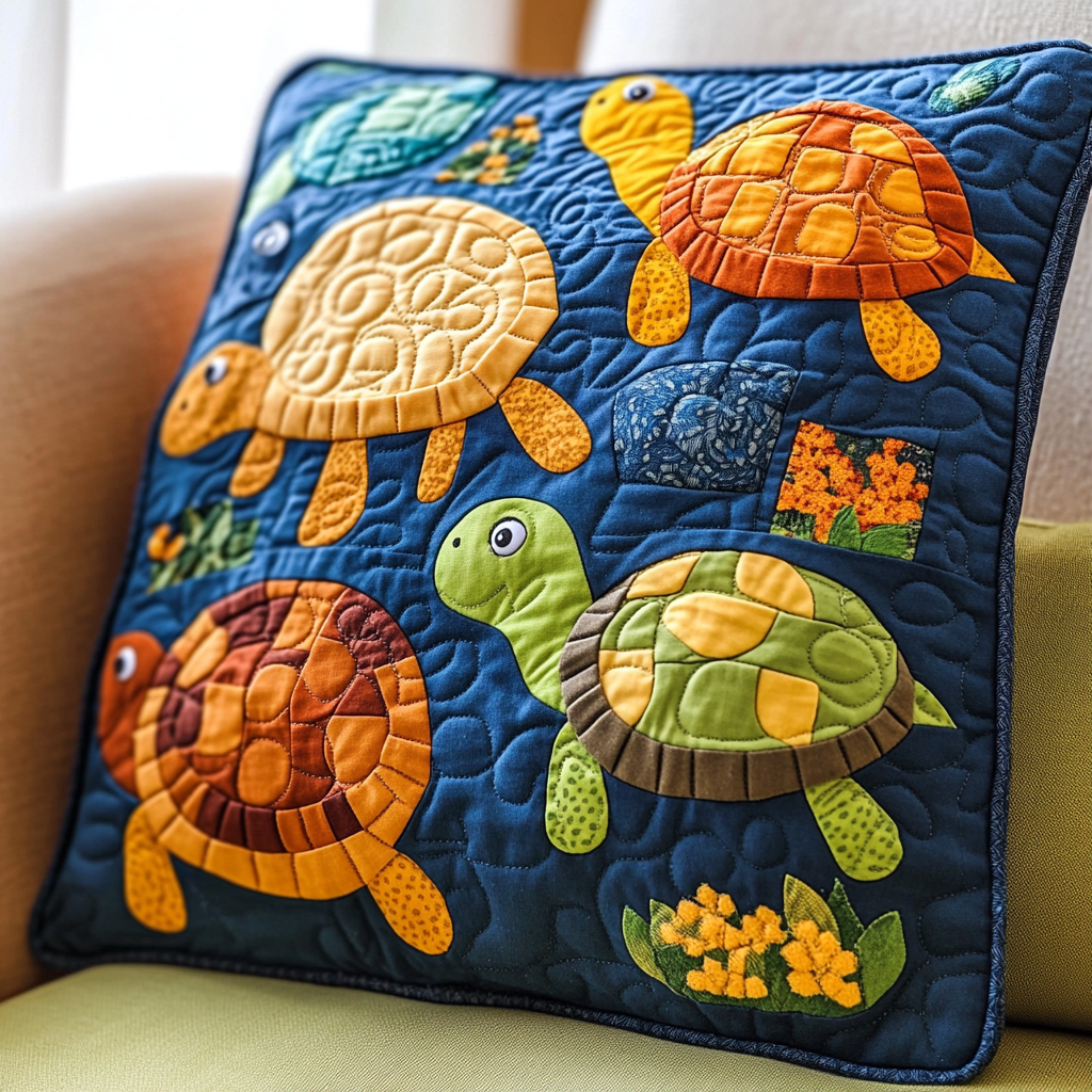 Turtle TAI111124286 Quilted Pillow Case