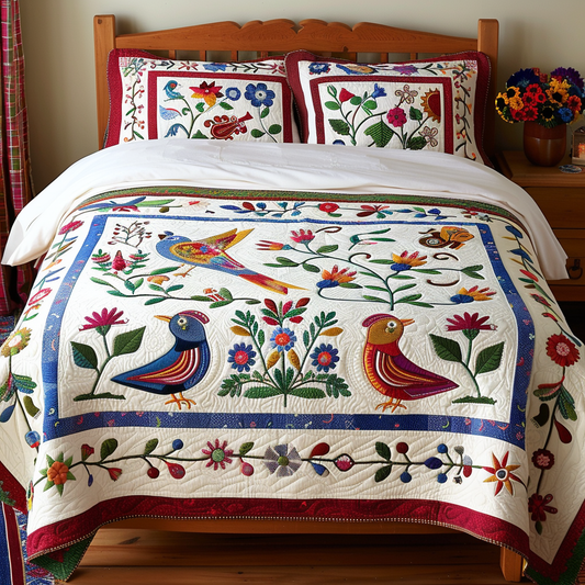 Birds In Flower Garden TAI251124017 Quilt Bedding Set