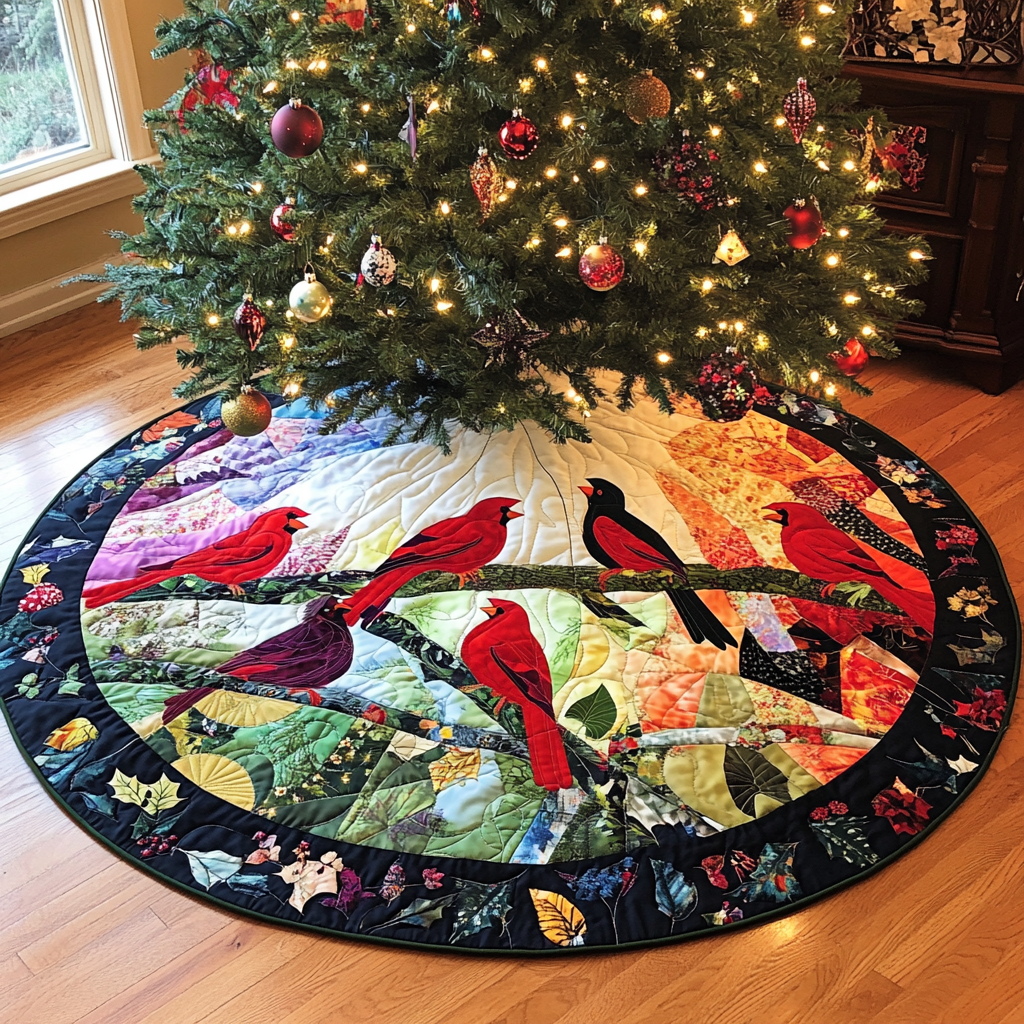 Christmas Cardinal TAI021024184 Quilted Tree Skirt