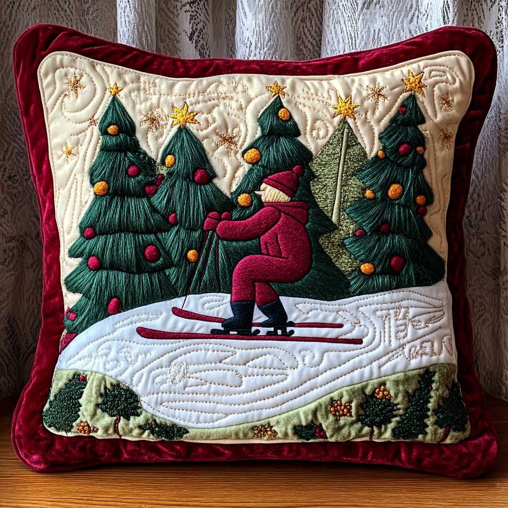 Christmas Ski DAI181124089 Quilted Pillow Case