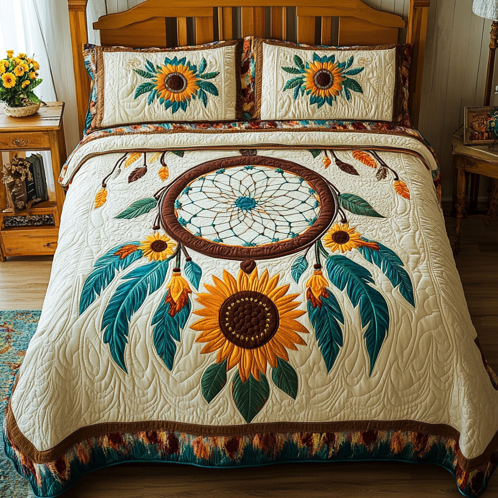 Sunflower Dreamcatcher DAI110225203 Quilt Bedding Set