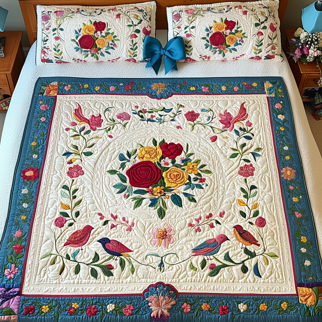 Bird And Flower DAI110225150 Quilt Bedding Set