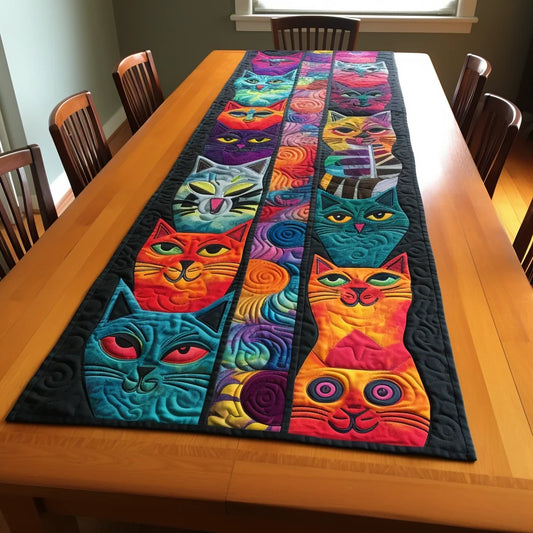 Cat TAI280224070 Quilted Table Runner