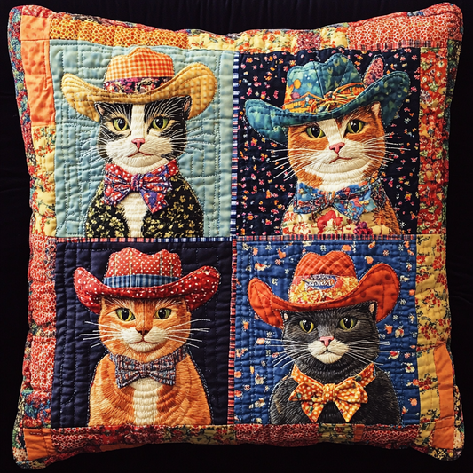 Cowboy Cat DAI241224060 Quilted Pillow Case