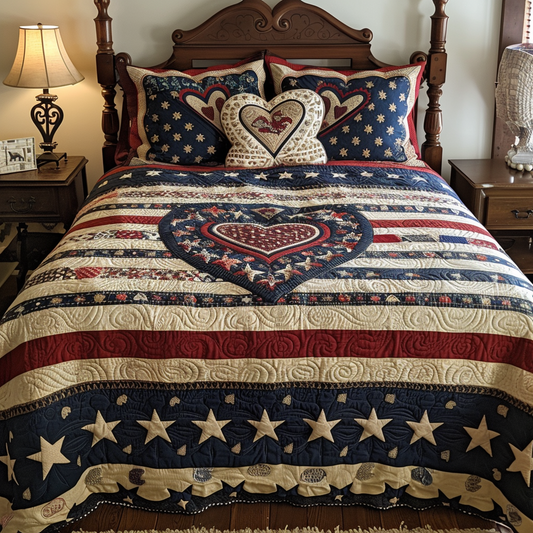 Patriotic Heart TAI170724065 Quilt Bedding Set