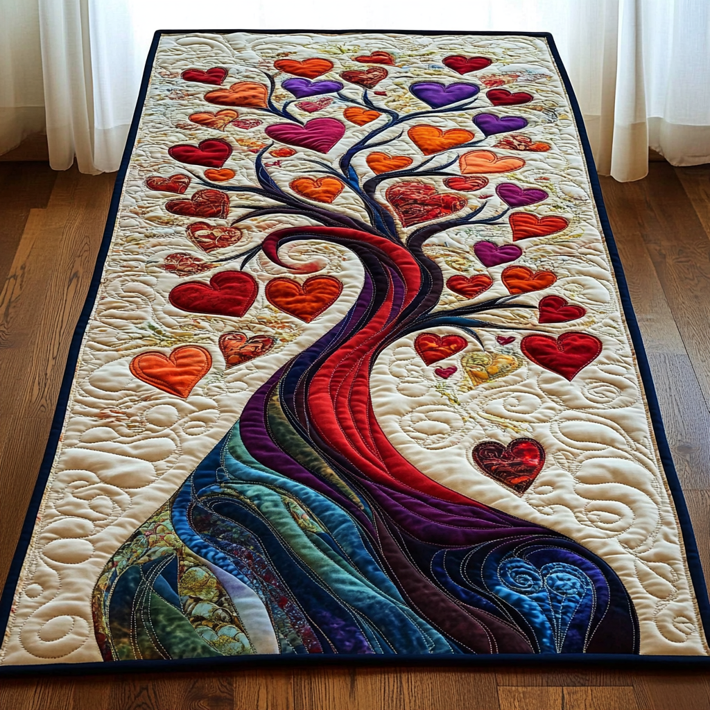 Tree Of Hearts DAI040225432 Quilted Table Runner