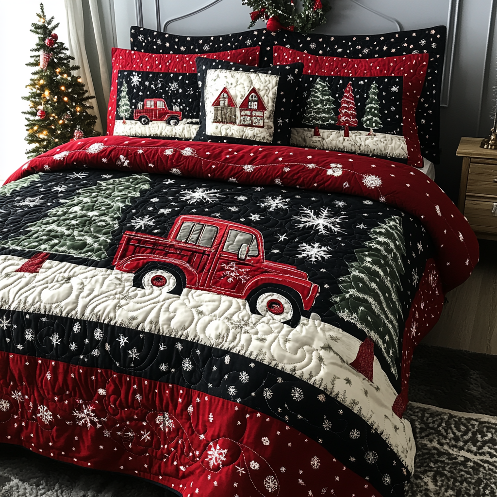 Christmas Truck TAI041024509 Quilt Bedding Set