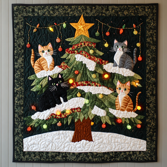 Christmas Tree Cat DAI231124001 Quilt Blanket