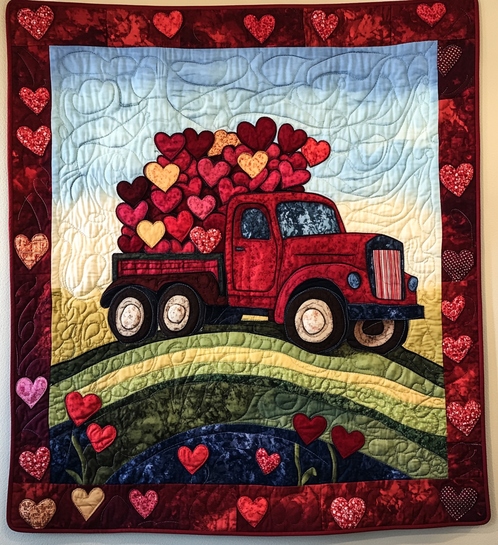 Valentine Truck DAI241224434 Quilt Blanket