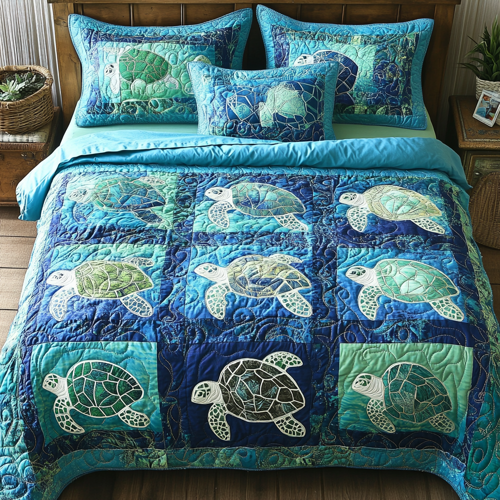 Sea Turtle TAI111124186 Quilt Bedding Set