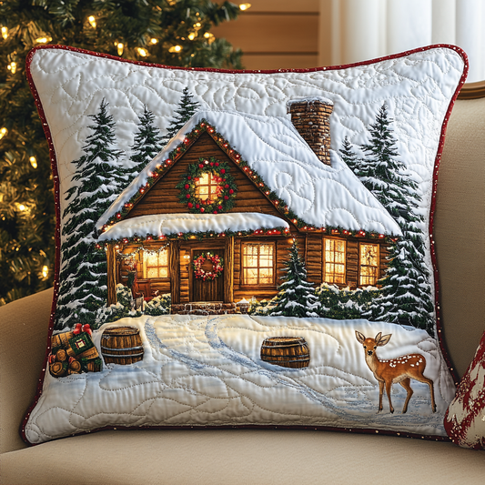 Christmas House Deer TAI141124438 Quilted Pillow Case