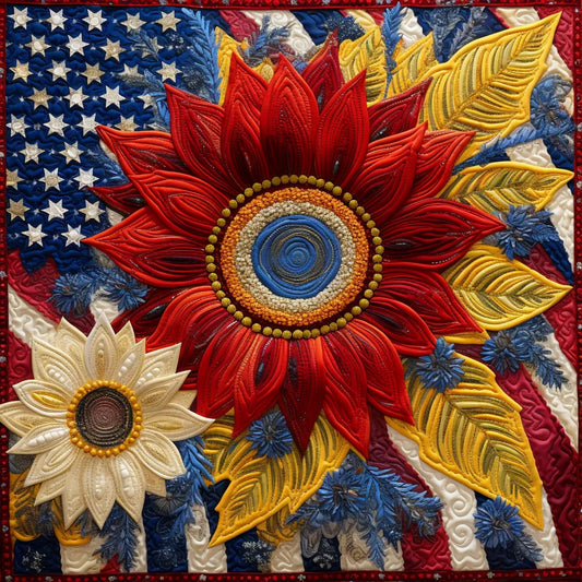 Patriotic Sunflower TAI060324183 Quilted Placemats