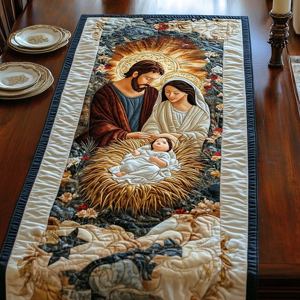 Nativity Scene TAI021024321 Quilted Table Runner