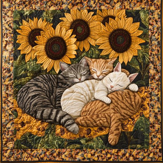 Cats In Sunflower Garden TAI111124220 Quilt Blanket