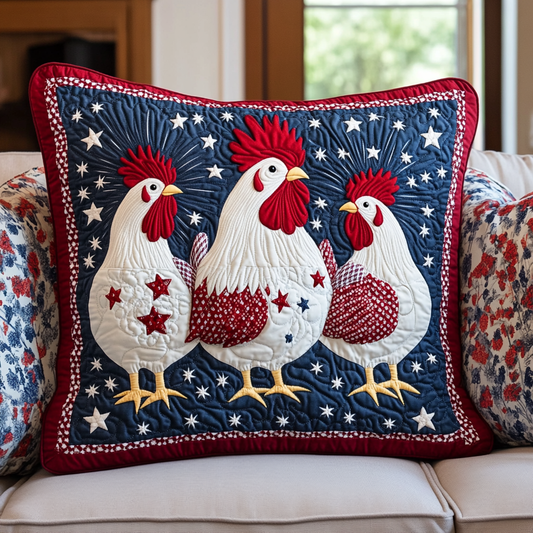 Patriotic Rooster DAI110225306 Quilted Pillow Case