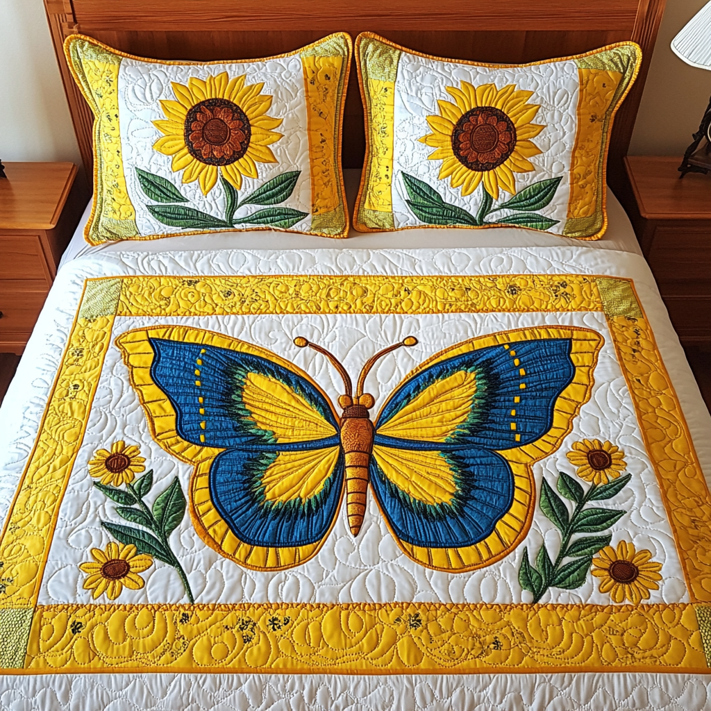 Sunflower Butterfly DAI040924028 Quilt Bedding Set