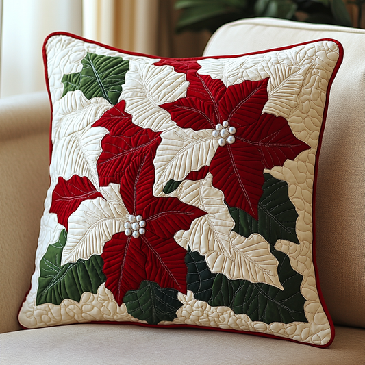 Christmas Poinsettia TAI141124454 Quilted Pillow Case