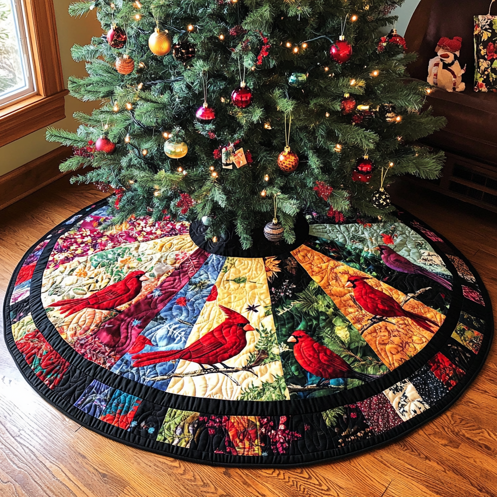 Christmas Cardinal TAI021024185 Quilted Tree Skirt