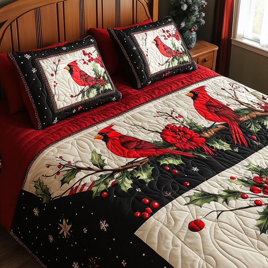 Christmas Cardinal TAI041024559 Quilt Bedding Set