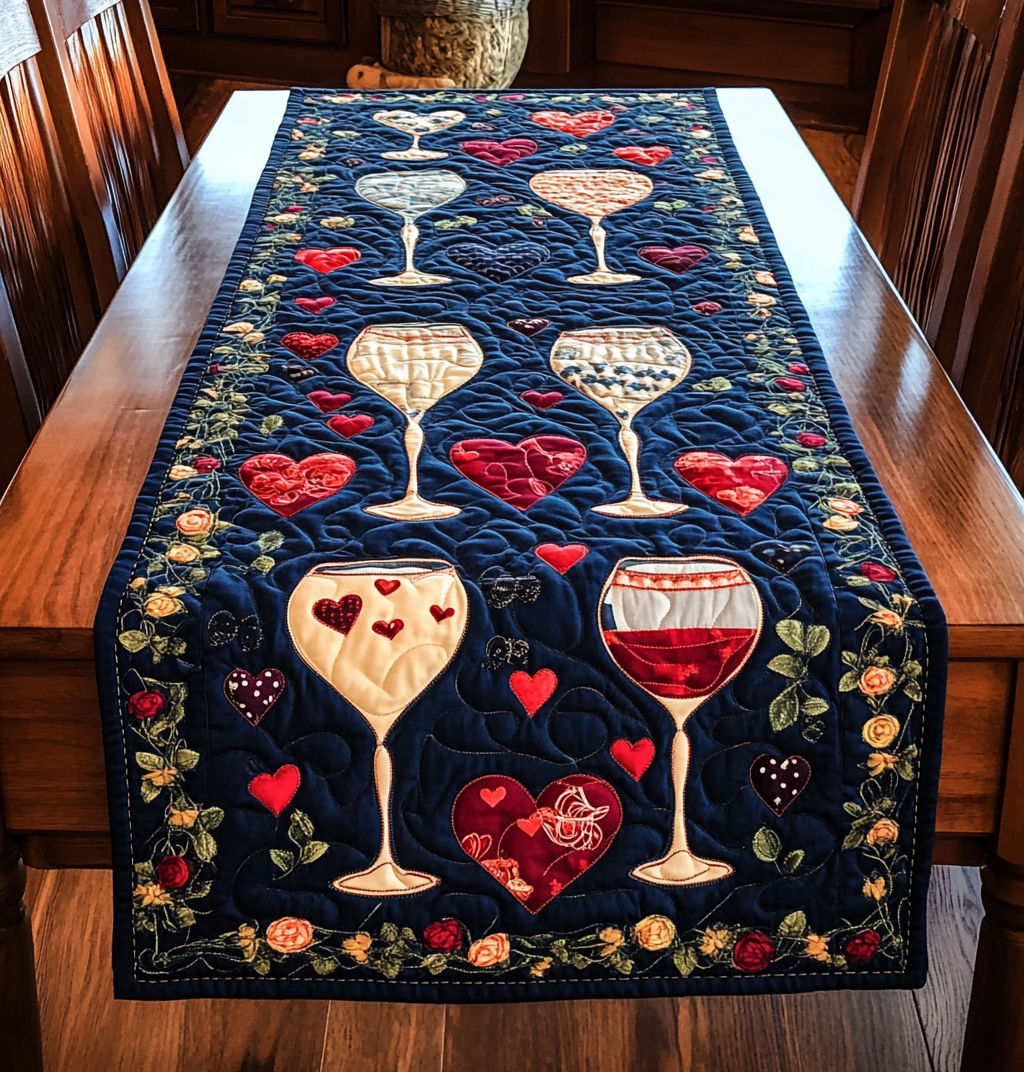 Wine Glass DAI110225388 Quilted Table Runner