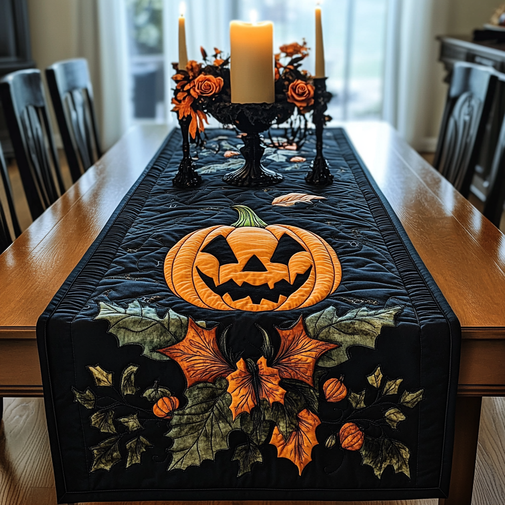 Halloween Pumpkin TAI021024213 Quilted Table Runner