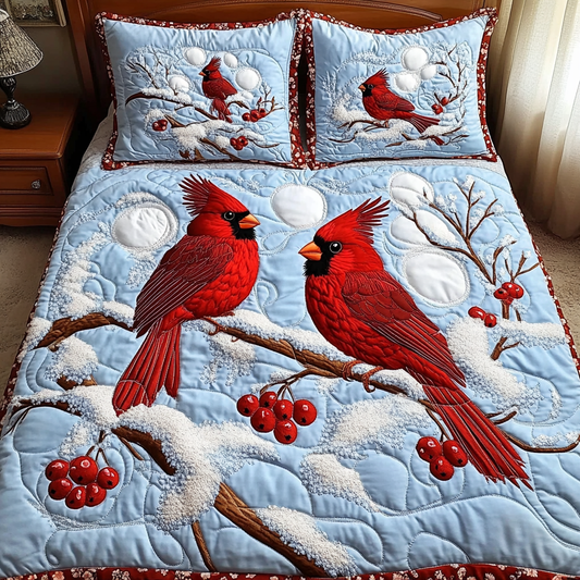 Winter Cardinal TAI201124157 Quilt Bedding Set