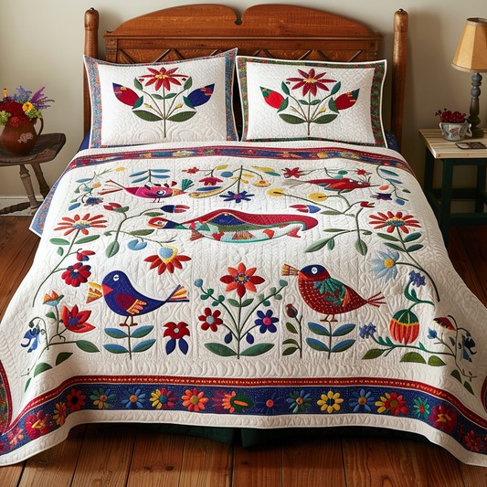 Birds In Flower Garden TAI251124004 Quilt Bedding Set